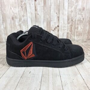 Volcom Mens Black Suede Lace Up Skate Shoes Volcom Logo Size 10